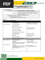 3 Day Science Training Matrix