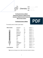 Reactivity Series Worksheet Qu