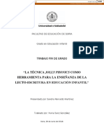 La Técnica Jolly Phonics Como Herramienta para La Enseñanza de La Lecto-Escritura en Educación Infantil