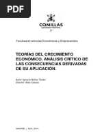 Teorías Del Crecimiento Económico. Análisis Crítico de Las Consecuencias Derivadas de Su Aplicación