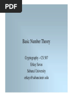 Basic Number Theory: Cryptography - CS 507 Erkay Savas Sabanci University Erkays@sabanciuniv - Edu