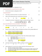 Atomic Structure Test Markscheme