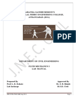 Fluid Mechanics I Lab Manual