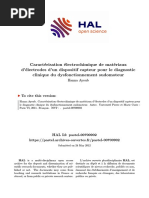 Caractérisation Électrochimique de Matériaux D'électrodes D'un Dispositif Capteur Pour Le Diagnostic Clinique Du Dysfonctionnement Sudomoteur