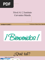 Nivel A1.2 Instituto Cervantes Manila: Unidad 4 CLASE 1