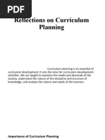 Reflections On Curriculum Planning