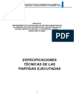 Especificaciones Técnicas de Las Partidas Ejecutadas