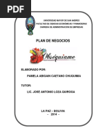 Plan de Negocios: Elaborado Por: Pamela Abigain Caetano Chuquimia