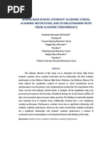 Senior High School Students' Academic Stress, Academic Motivation, and Its Relationship With Their Academic Performance