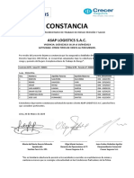 Constancia: Asap Logistics S.A.C