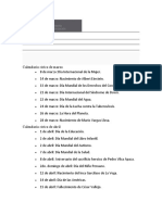 Calendario Cívico de Marzo