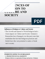 Influences of Religion To Culture and Society