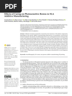 Effects of Curing On Photosensitive Resins in SLA Additive Manufacturing