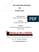 Standard Operating Procedure FOR Testing Valve: Dengan Menggunakan Media Udara