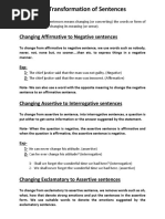 Transformation of Sentences: Changing Affirmative To Negative Sentences