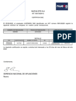 Nueva Eps S.A: Fecha de Radicación Número de Radicación Tipo de Solicitud 5580085 25/03/2023 Reingresos