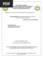 Desarrollo Del Lenguaje de Los Niños de Preescolar Durante La Virtualidad (Trabajo Semestral - Araúz Sindy - Contreras Victoria)