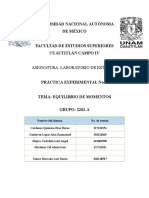 Reporte No. 6 - Equilibrio de Momentos