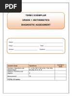 Exemplar Gr1 Maths Diagnostic Assessment - Term 2 - 2021