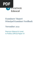 2021 Edexcel A-Level Politics Examiners' Report Paper 01