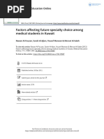 Factors Affecting Future Specialty Choice Among Medical Students in Kuwait