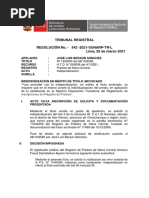 Tribunal Registral RESOLUCIÓN No. - 542 - 2021-SUNARP-TR-L Lima, 26 de Marzo 2021