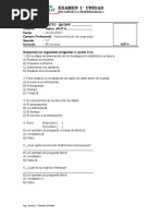 Examen 1° Unidad: Estadística Empresarial I