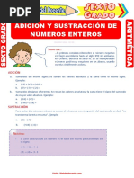 Adición y Sustracción de Números Enteros para Sexto Grado de Primaria