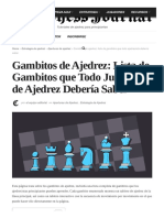 Gambitos de Ajedrez Lista de Gambitos Que Todo Jugador de Ajedrez Debería Saber