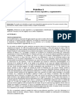 Tema: Diferencias Entre El Texto Expositivo y Argumentativo: Práctica 1