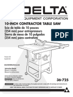 DELTA 36-725 Contractor Table Saw Manual