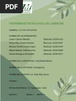 Universidad Tecnologica de Campeche: Carrera: T.S.U en Contaduria Nombre de Los Integrantes