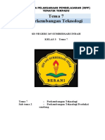 Tema 7 Perkembangan Teknologi: Rencana Pelaksanaan Pembelajaran (RPP) Tematik Terpadu