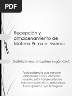 Recepción y Almacenamiento de Materia Prima e Insumos