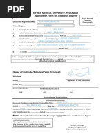 Application Form For Award of Degree: Khyber Medical University, Peshawar