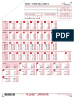 Please Turn Over: Familiarisation Answer Sheet - Verbal Reasoning 1