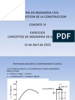 Maestria en Ingenieria Civil Mencion Gestion de La Construccion Cohorte Vi Ejercicios Conceptos de Ingenieria de Materiales 14 de Abril de 2023