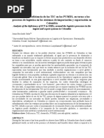 Análisis de La Deficiencia de Las TIC en Las PYMES, en Torno A Los Procesos de Logística en Los Sistemas de Importación y Exportación en Colombia