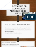 Calendario de Vacunacion Menores de 11 Años