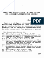 Microphysique Des Poyvoirs Et Micropolitique Des Desirs