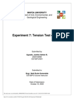 Experiment 7: Tension Test of Steel: School of Civil, Environmental, and Geological Engineering