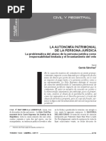 La Autonomía Patrimonial de La Persona Jurídica: Civil Y Registral