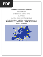 Ensayo La Libre Circulaciã N de Personas y La Libre Circulacion de Mercancias