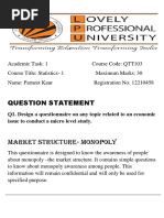 Question Statement: Market Structure-Monopoly