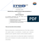 Principio en La Formulación de Planes de Desarrollo: Taller para Desarrollar de Forma Individual