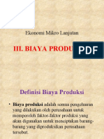 Ekonomi Mikro Lanjutan: Iii. Biaya Produksi