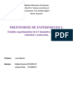 Preinforme de Experimento 1.: Estudios Experimentales de La Cinemática de Los Cuerpos, Velocidad y Aceleración