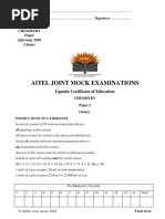 Aitel Joint Mock Examinations: 545/2 Chemistry Paper July/Aug. 2020 2 Hours