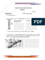 S.3 Term One Examinations 2023 Physics