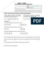 Unidad #1: Números Guía #8 de Matemática: Operatoria Con Fracciones